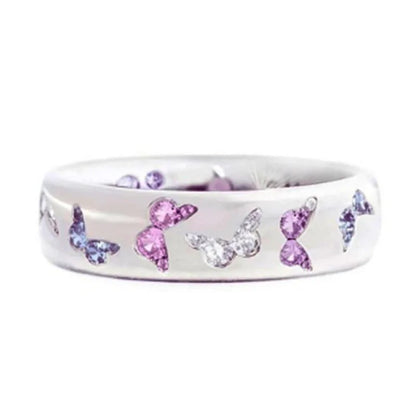 Butterfly Gemstone Rings For Women Lab Created Cubic Zirconia Pave Setting Fashion Jewelry Gift Ring H111