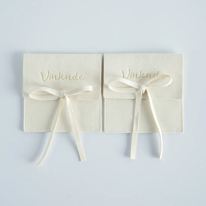 Wholesale 8*8cm Cream Luxury Microfiber Soft Packaging Bag Custom Unique Design with High Quality Logo for Jewelry Container