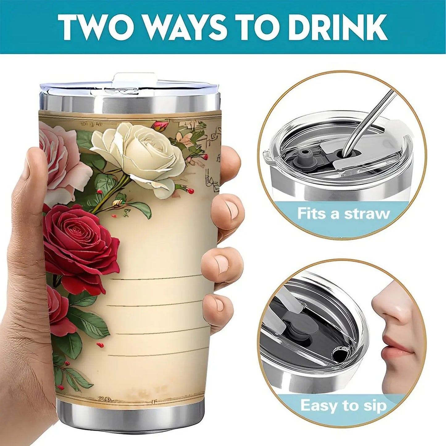 Picnic and Beach Essential 20oz Portable Silver Side Tumbler