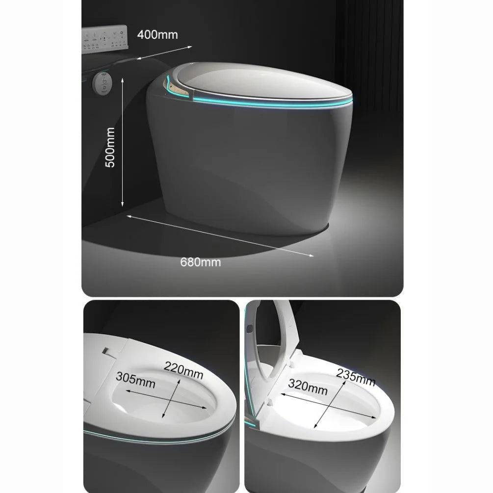 Intelligent Egg-Shaped Smart Toilet for Home Use Full-Automatic Flip Foam Shield Siphon Type Sterilization Instant Hot P-Trap