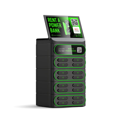 16 Slots Hospital-Grade 4G Stackable Power Bank 6000 MAh Portable Charger with Screen Sharing Rental System