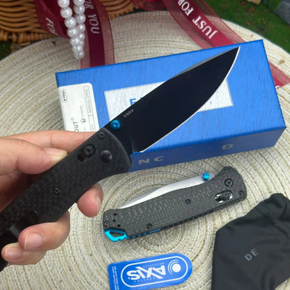 Bm535-3 Carbon Fiber China Oem Factory Stainless Steel Folding Knife for Camping and Hiking with 1 Piece Steel Blade