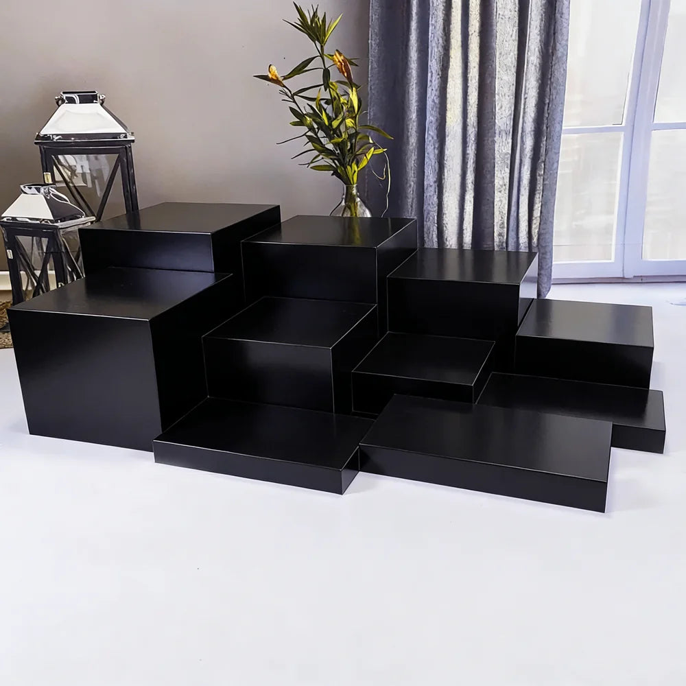 10pcs Black Acrylic Classic Buffet Set Wedding Party Food Display Risers Elegant Decorations New Arrival