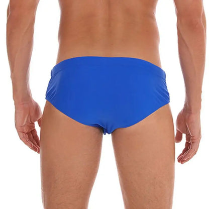 Drawstring Non-slip Solid Color Low-rise Removable Padded Casual Men's Briefs Swim Shorts Underwear