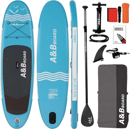 Stock AB 10'6'' Inflatable Stand Paddle Board (EVA/PVC) 130KG Capacity Pump Backpack Paddle Leash Accessories 1 Year Warranty