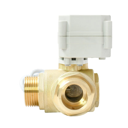 A20-T25-B3-C 3 Way L Port 1" DN25 NPT Brass CR202 DC9-24v Motorized Valve Male Thread