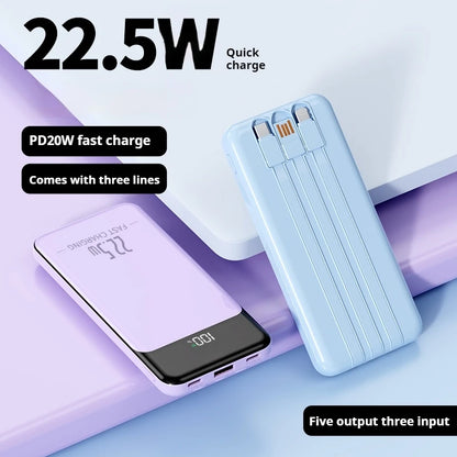 Custom LOGO PD22.5W Portable Ultrathin Charger Built-in Cable Mobile Power 10000mah Fast Charging 20W PowerBank 10000mah