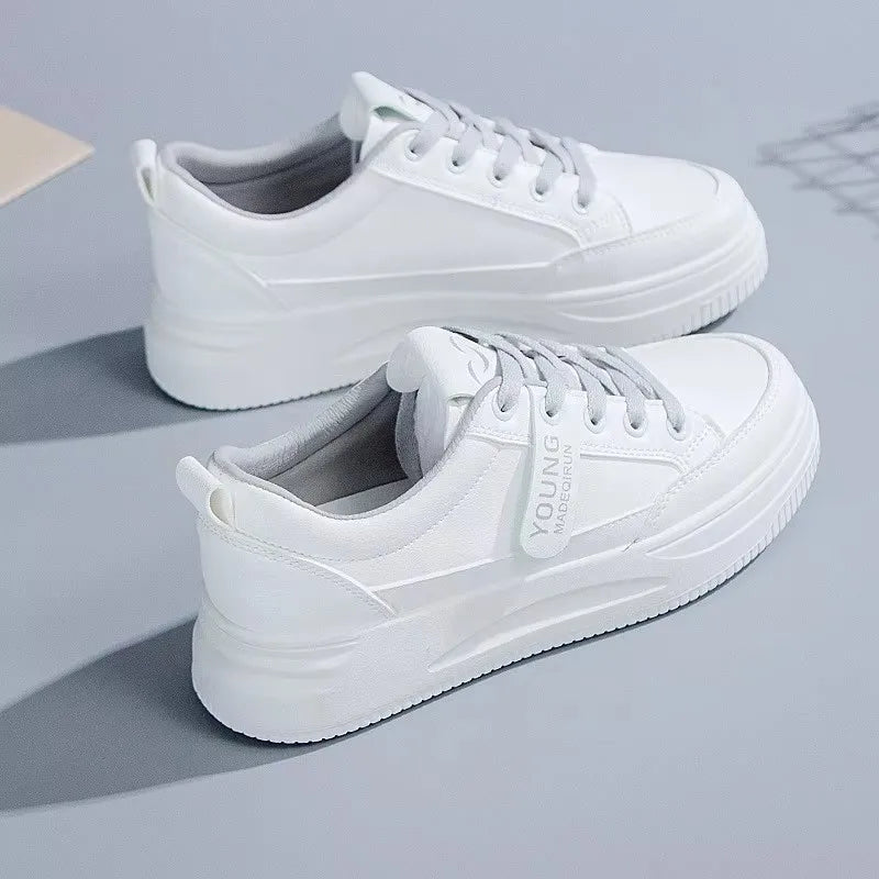 New White Shoes, Elevated Women's Shoes,  Comfortable Women's Board Shoes Women's Sports Shoes