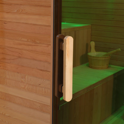 Comfortable 4 Person Outdoor Sauna Room Black Hemlock & Red Cedar Wooden  Dry Steam Sauna House with Electric Heater