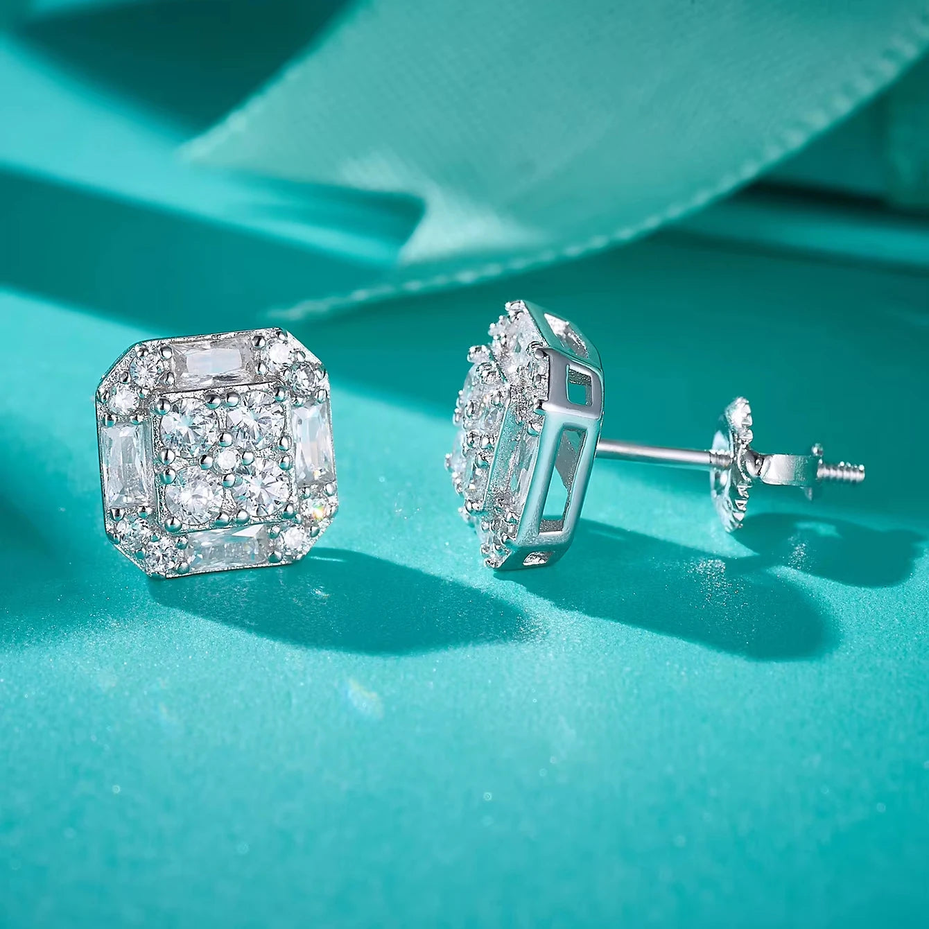 Wholesale Luxury Lab Grown Diamond Earrings Rhodium S925 Sterling Silver Fine VVS Moissanite Women Stud Earrings