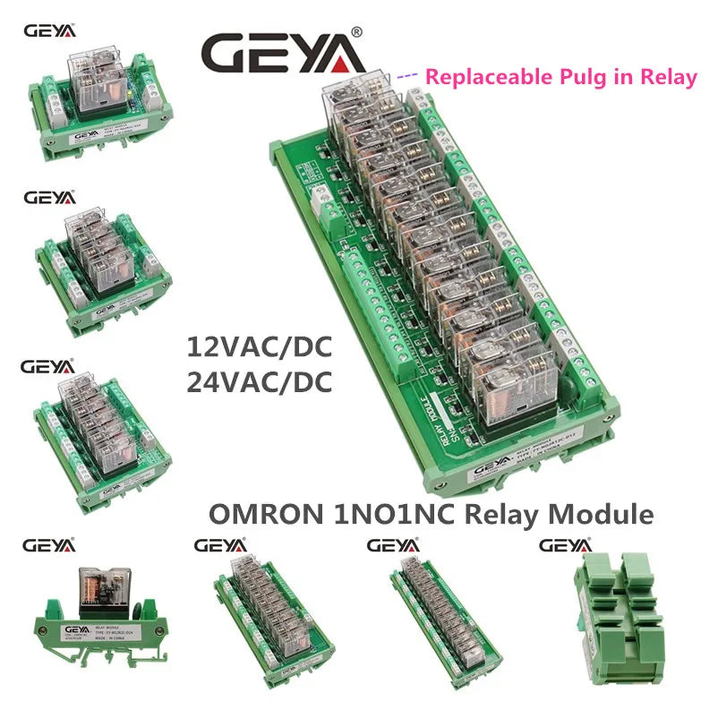 1PCS GEYA 6.2mm Slim Relay Module 41F Integrated PCB Mount Power Relay 12VACDC 24VACDC 48VACDC 110VAC 230VAC