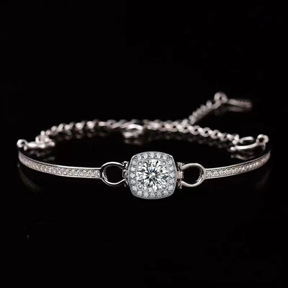 1 Carat Moissanite Square Bag Bracelet 925 Sterling Silver Stylish Elegant Noble Luxury Perfect Birthday Gift for Girlfriend
