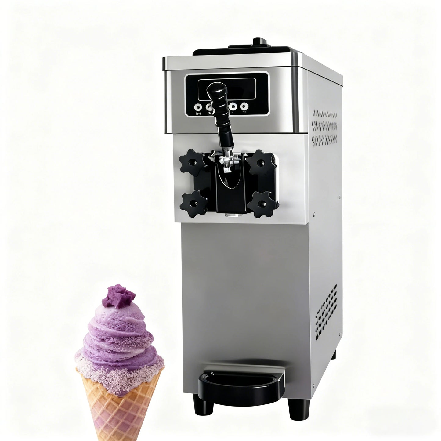 Mini Soft Serve Ice Cream Machine 20L Capacity Countertop Ice Cream Maker for Bubble Tea Shop Snack Bar Space Saving Design