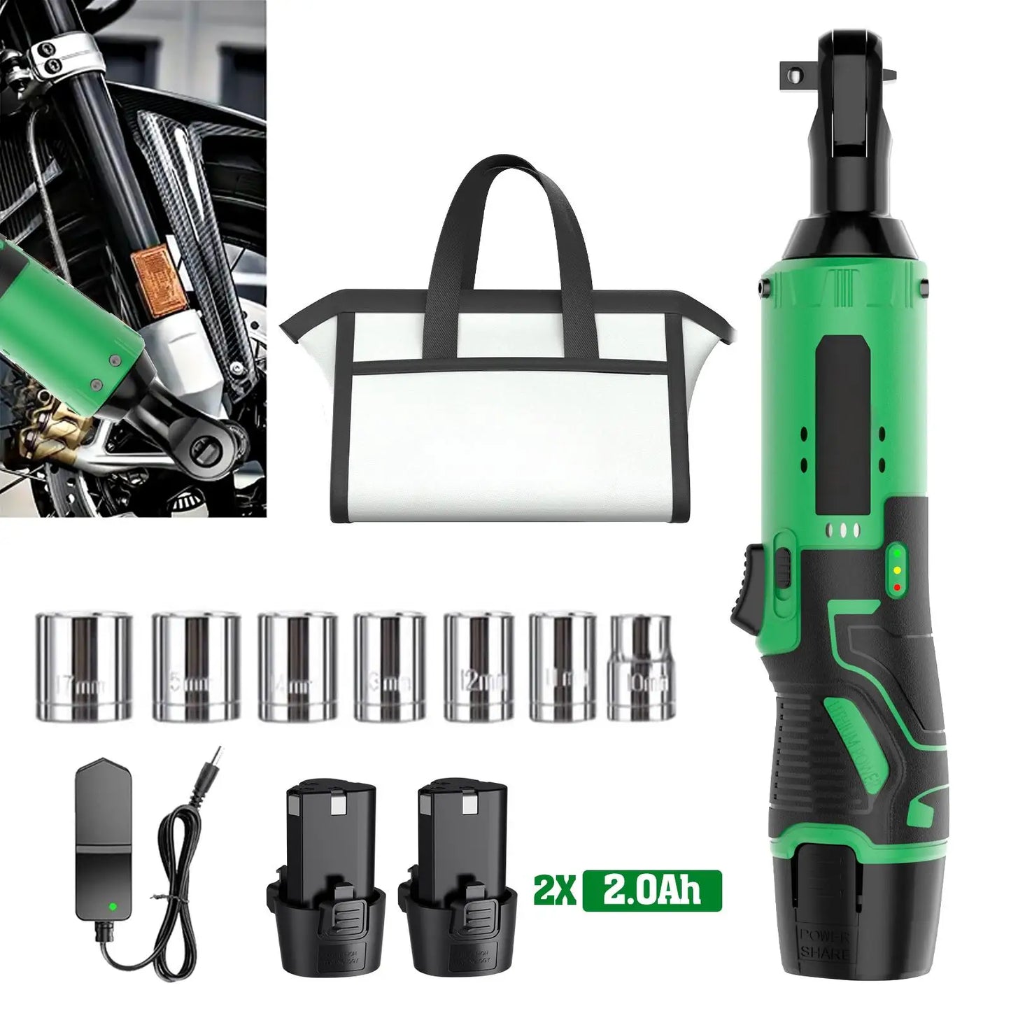 Battery Powered 12V Ratchet Wrench Electric Impact Wrench DIY Grade 45Nm Torque for Car Local US Warehouse