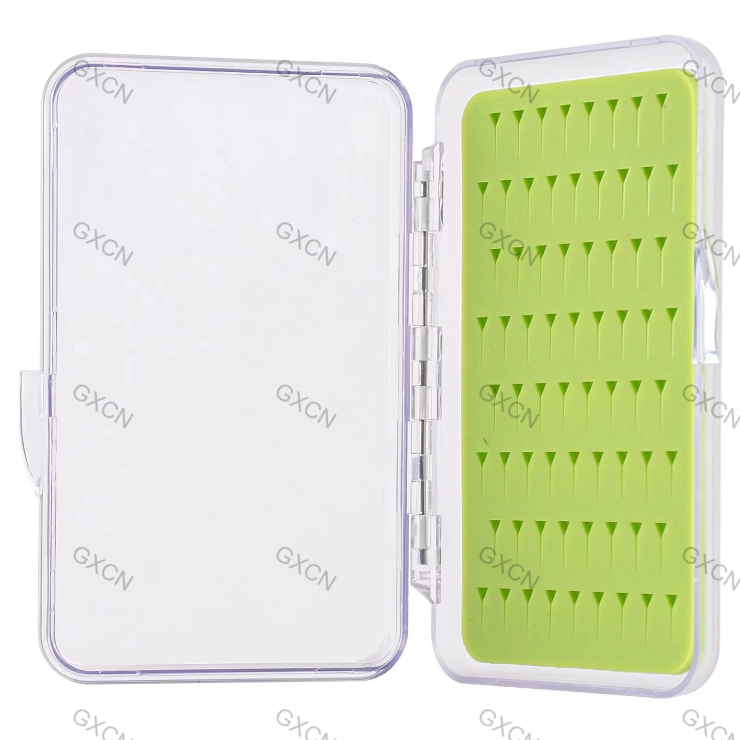 Ultra Slim Fly Fishing  Fly Box Flies Silicone Case Plastic Pocket Clear Lid Easy Slit Green Small Vest