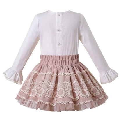 OEM  Pettigirl Valentines Outfits in Children Casual Lace Vintage Dresses with Headband Wholesale Boutique Clothing 1BAG=1PCS
