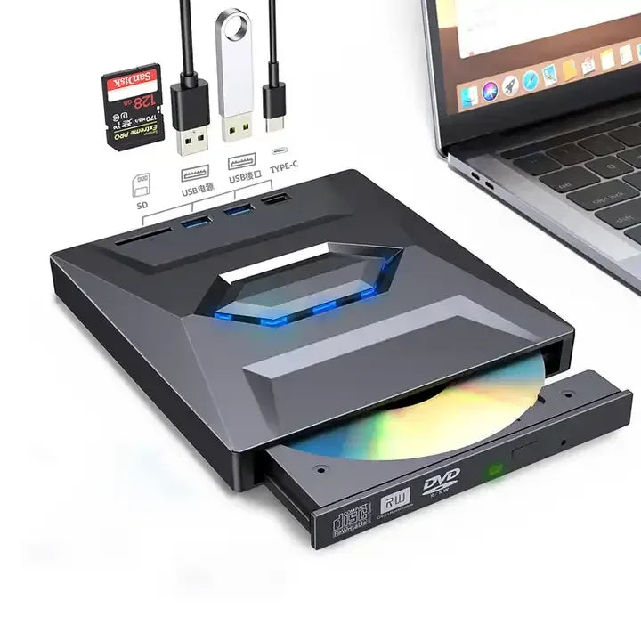 5 in 1 External DVD Drive TF SD Card Reader USB 3.0 Portable CD/DVD RW Optical Drive/DVD Player CD ROM Burner