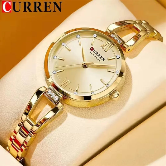 CURREN 9092 Luxury Bracelet Women's Watches Elegant Gold High Quality Stainless Steel Waterproof Female Quartz Wrist Watch