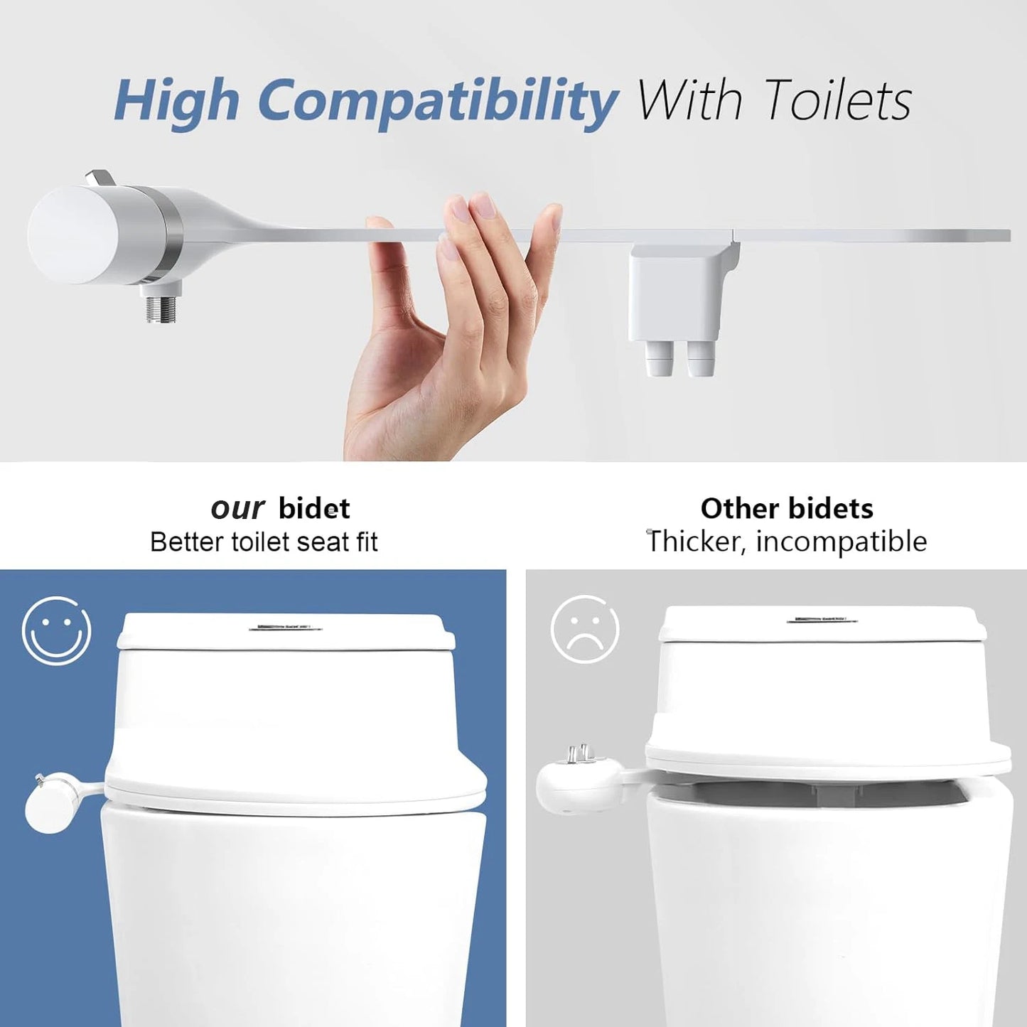 Modern Bathroom Ultra-Slim Dual Nozzle Retractable Bidet Attachment Non-Electric Cold Water for Hotel Toilet Seat Made Plastic