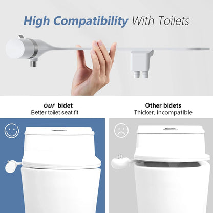 Modern Bathroom Ultra-Slim Dual Nozzle Retractable Bidet Attachment Non-Electric Cold Water for Hotel Toilet Seat Made Plastic