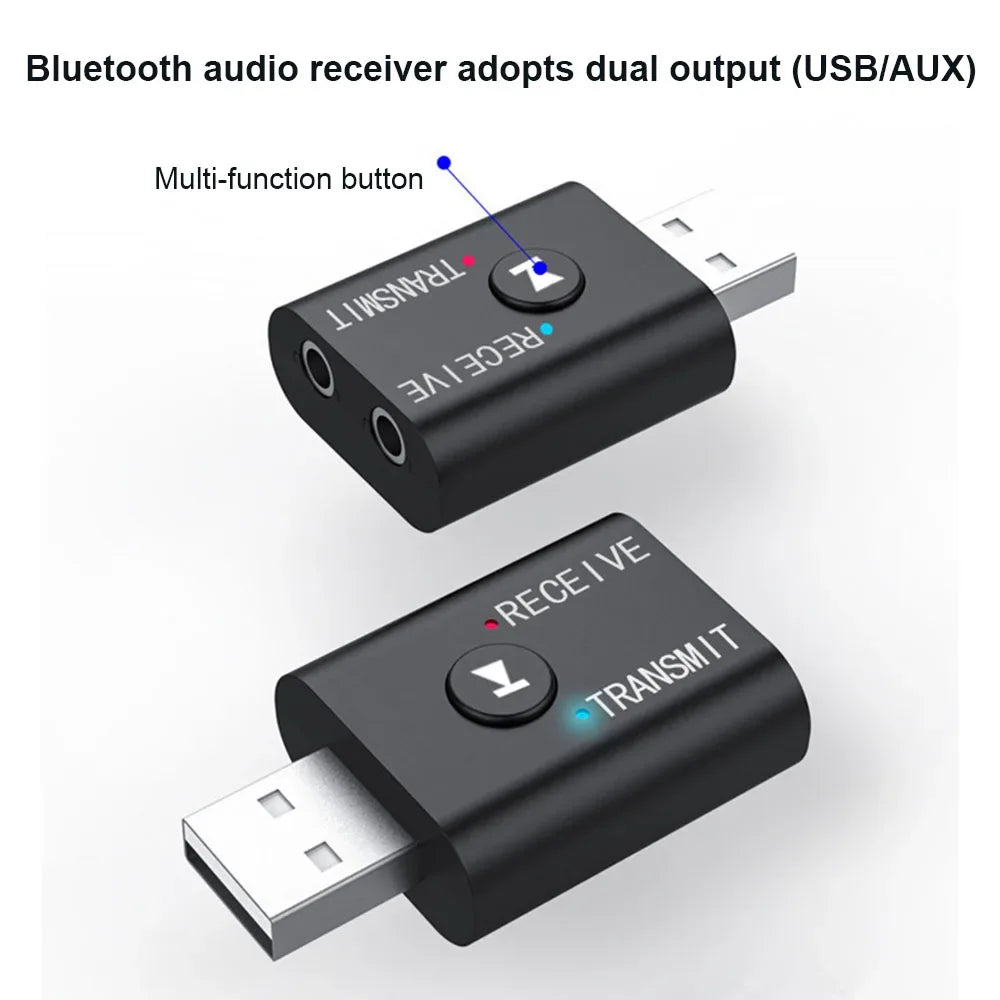 AUX Bluetooth-compatible Adapter With 3.5mm Cable for Car PC Computer Headphone Receiver Transmitter 2IN1 Wireless Audio Adapter