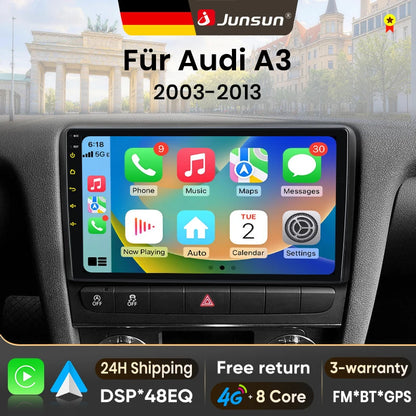 Junsun Car Audio Touch Screen Wireless Carplay Android Auto Car Radio for Audi A3 8P 2003-2013 Car Dvd Player Head Unit with Fan