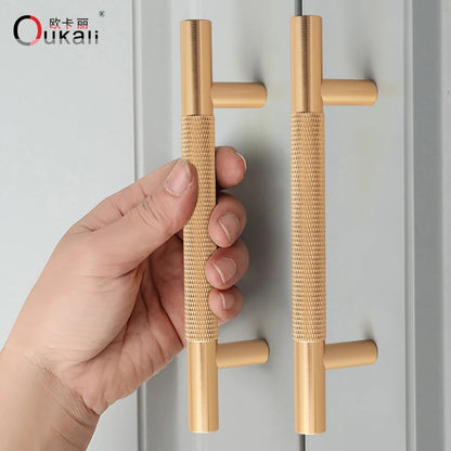 New T Bar Shape Furniture Hardware Supplies Kitchen Gold Cupboard Cabinet Drawer Door Cupboard Knurled  Handles