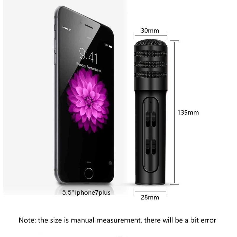 FREE Sample Professional BGN-C7 Dual Mobile Phone Karaoke Live Singing Microphone Built-in Sound Card Condenser Microphones
