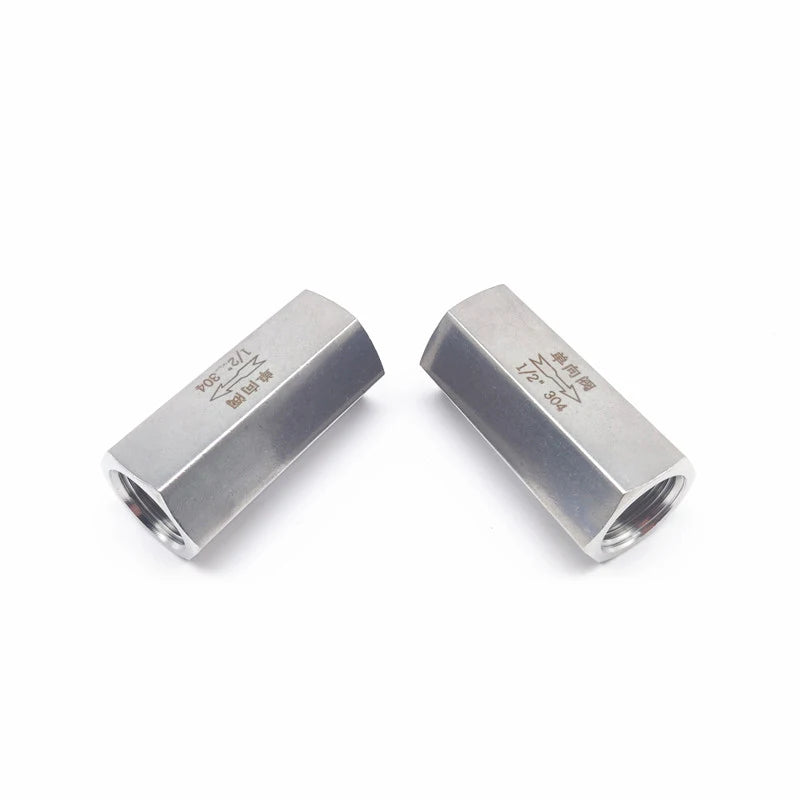 1/8" 1/4" 3/8" 1/2" 3/4" 1" 304 Stainless Steel One-Way Check Valve with Ball Structure Hexagonal Female Thread
