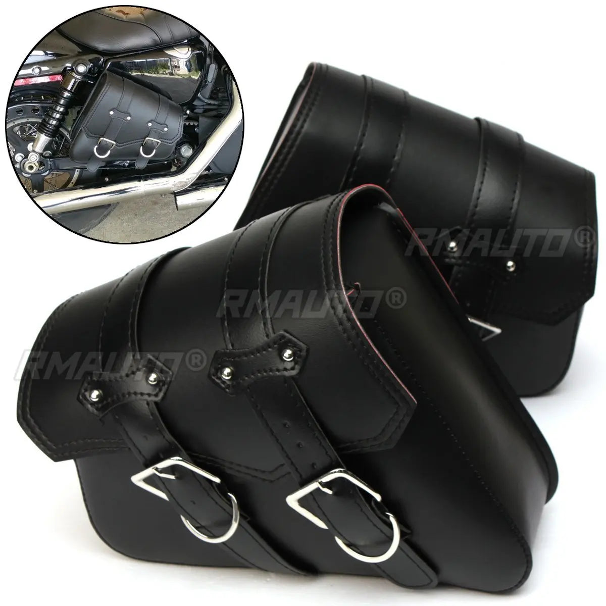 A Pair Universal PU Leather Saddle Bag Motorcycle Luggage Motorcycle Saddlebags Saddlebags Pouch for Harley Waterproof