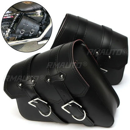 A Pair Universal PU Leather Saddle Bag Motorcycle Luggage Motorcycle Saddlebags Saddlebags Pouch for Harley Waterproof