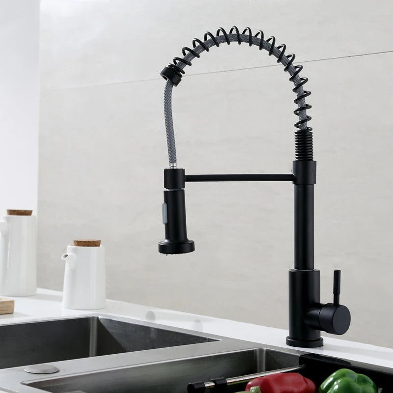 Modern Stainless Steel Single-Handle Kitchen Faucet Deck Mounted with Side Spray for Hotel Use