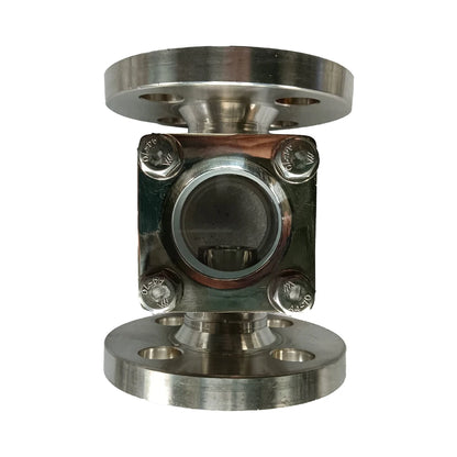 High-Temperature Manual Flow Valve Sight Glass Indicator Double Window Sight Glass with SS Flange for Hot Media
