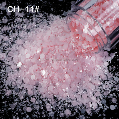 Bulk KG Bag Holographic Macaron Glitters Solvent Resistant Polyester Chunky Glitter for Resin Craft Tumbler Snowglobe
