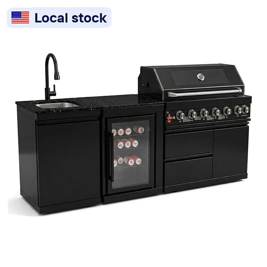 US Overseas Warehouse Factory Direct Portable Modular Outdoor Kitchen Cabinet Guesthouse BBQ Island Grill