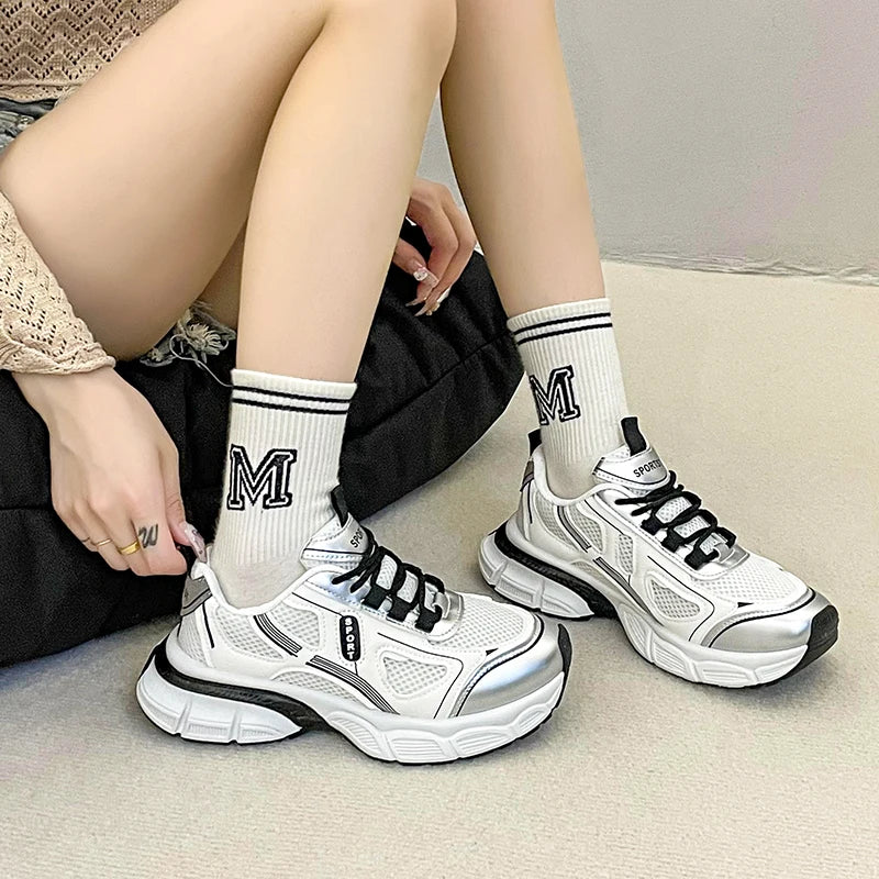 2024 Versatile Dad Shoes Spring and Summer New Casual Shoes for Women  Mesh Soft Bottom Instagram Trendy Running Sneakers