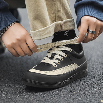 Greatshoes Hot Selling Black Custom Logo Walking Shoes Fashion Breathable,Wear-Resistant Genuine Leather Casual Lace-Up Shoes