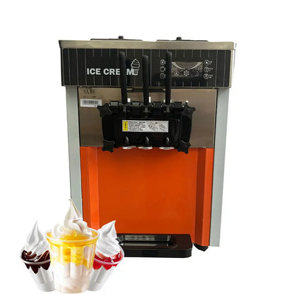 3 Flavors Ice Cream Cone Machine Automatic Easy to Operate CE Certificate Soft Serve Ice Cream Machine