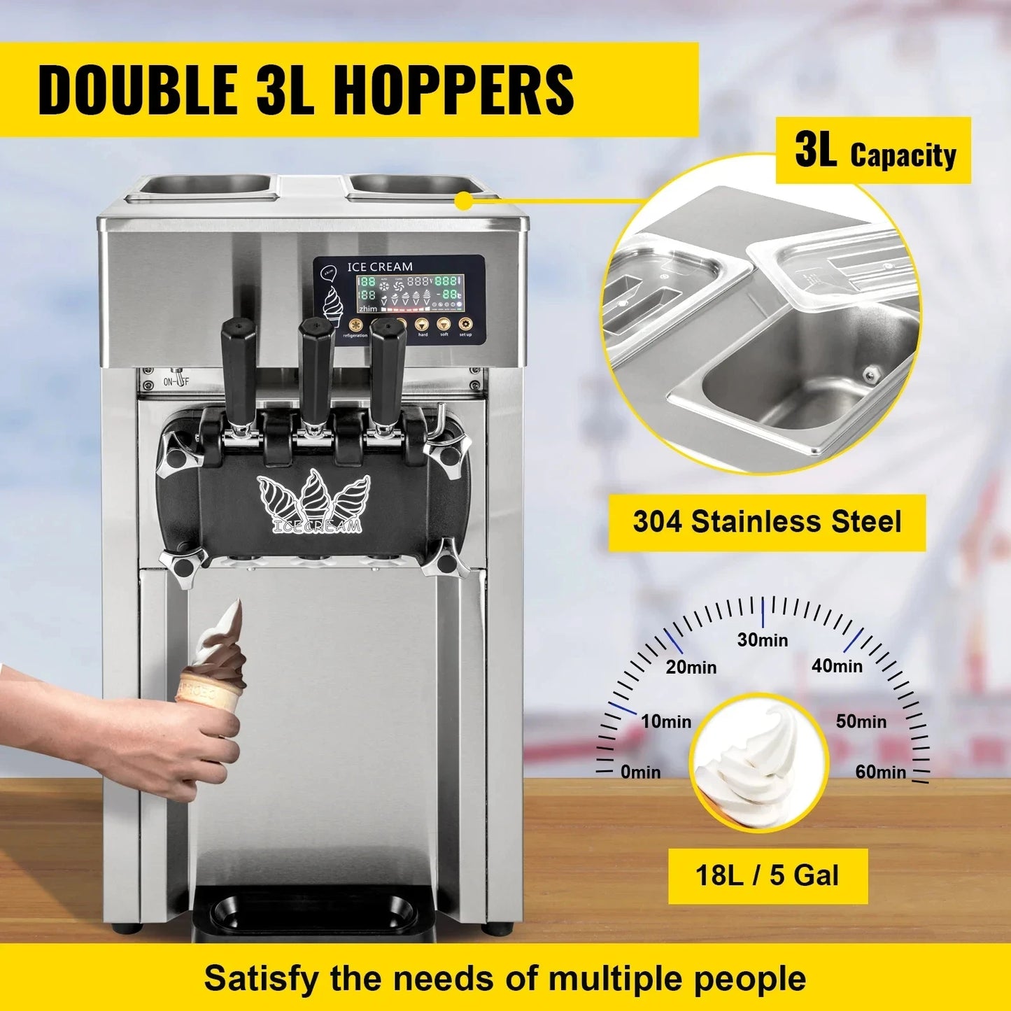 Czech Warehouse Ready Stock New Arrival VEVOR Soft Ice Cream Machine Commercial Countertop Soft Ice Cream Maker