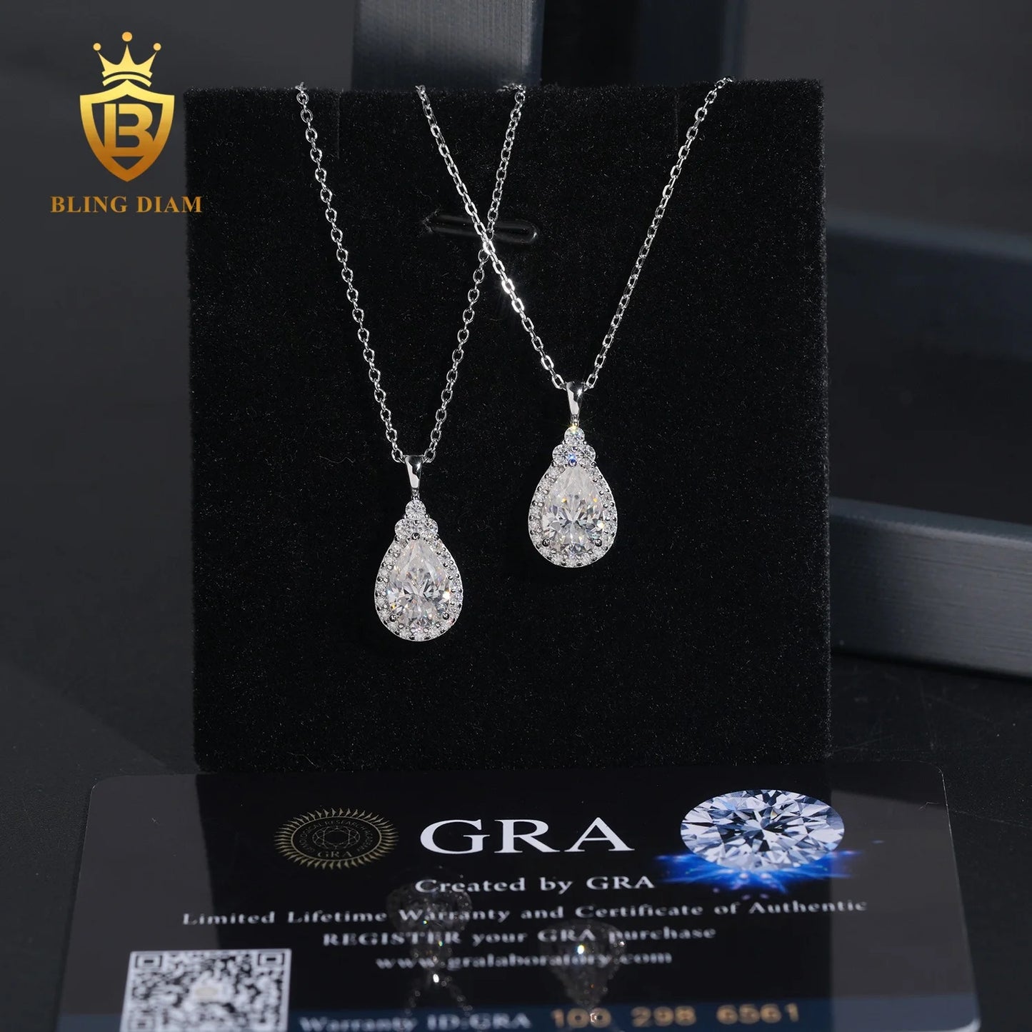 Hot Sale VVS Moissanite Iced Out Jewelry  925 Silver Waterdrop Diamond Necklace Women Pass Diamond Tester Hip Hop with GRA