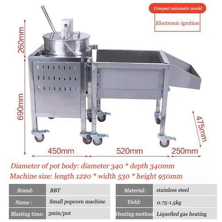 New Commercial Popcorn Maker Machine Round Shape Popcorn Making Machine Gas Popcorn Machine for Sale