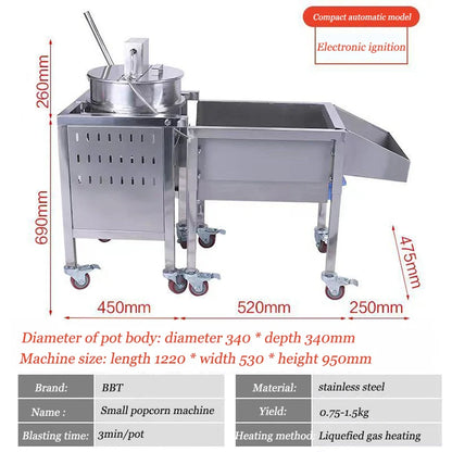 New Commercial Popcorn Maker Machine Round Shape Popcorn Making Machine Gas Popcorn Machine for Sale
