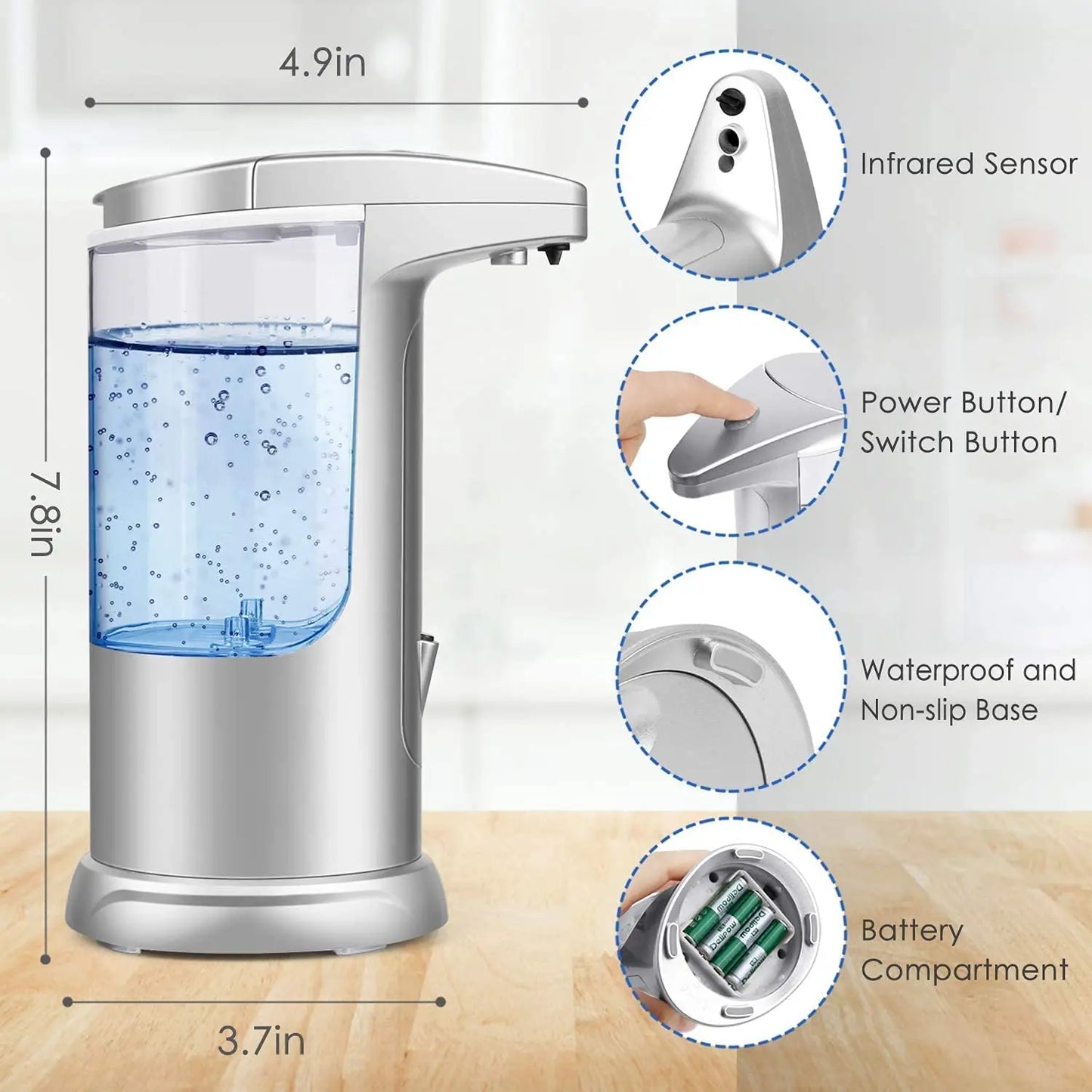 Automatic Soap Dispenser Dish Soap Dispenser Touchless Infrared Motion Sensor Soap Dispenser