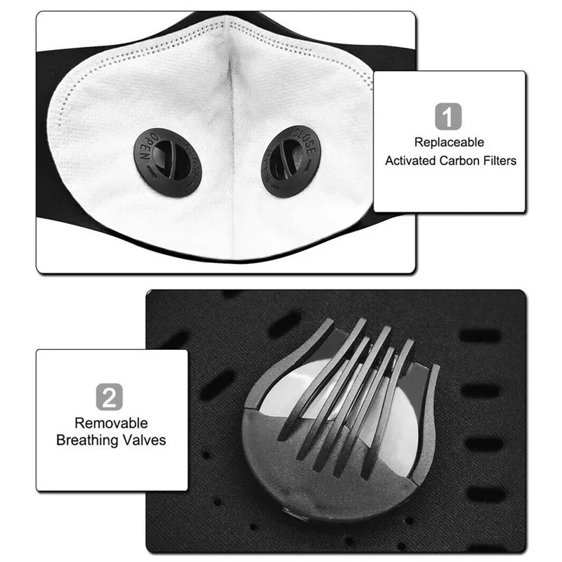 Sport Face Mask Activated Carbon Filter Dust Mask PM 2.5 Anti-Pollution Running Training MTB Road Bike Cycling Mask