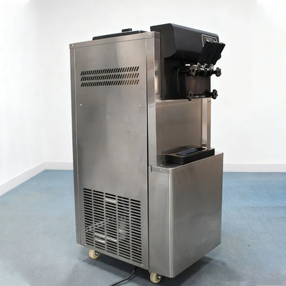 Vertical Commercial 3-Flavor Soft-Cook Ice Cream Maker, Self-Cooling Ice Cream Maker, Soft-Cook Yogurt Ice Cream Maker