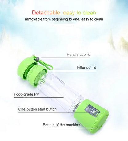 Portable Mini Plastic Bottle Fruit Juice Cup Blender USB Rechargeable Automatic Fast Mixing Electric Fruit Juicer