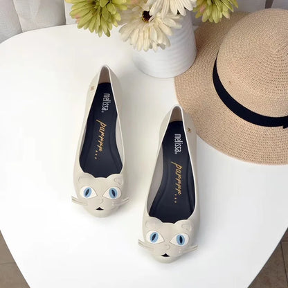Design Big Butterfly Knot Melissa Women Flat Mules Sandals High Quality Cozy Patent Leather Pointed Toe Back Strap Shoes
