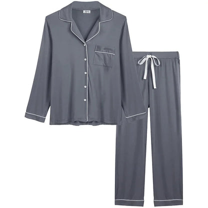 Joyaria Pajama Sets Women Long Sleeve Sleepwear Button Down Pj Pants Set Soft Bamboo Female Night Suit PJS Women Pyjamas Femmes