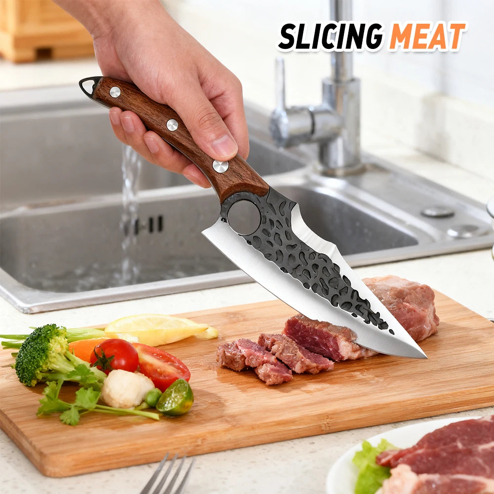 3 PCS Kitchen Knives Set Meat Cleaver Chef Knife Set Chopping & Slicing & Boning Japanese Knife Heavy-Duty  Butcher Knife