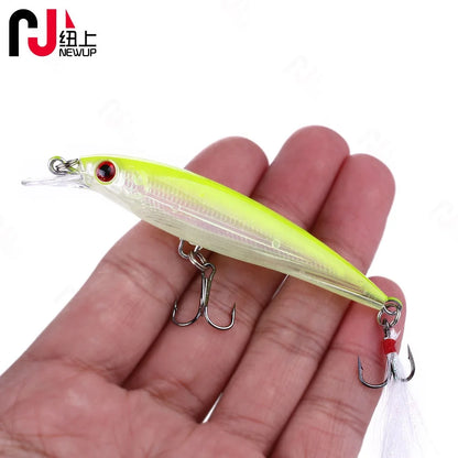 Hot Minnow 9CM 8G Japan Iscas Minnow Feather Hook Set Fishing Lures